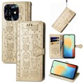 For Tecno Pop 8 4G Cat and Dog Embossed Leather Phone Case(Gold)