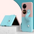 For Huawei Pocket 2 Skin Contrast Wristband Holder Folding Phone Case(Pink)