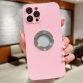For iPhone 15 Pro Diamond Frosted Glass PC Phone Case(Pink)