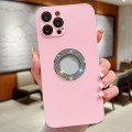 For iPhone 13 Pro Max Diamond Frosted Glass PC Phone Case(Pink)