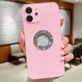 For iPhone 12 Diamond Frosted Glass PC Phone Case(Pink)