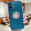 For iPhone  11 Diamond Frosted Glass PC Phone Case(Dark Blue)
