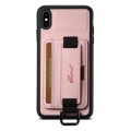 For iPhone XR Suteni H13 Litchi Leather Wrist Strap Wallet Back Phone Case(Pink)