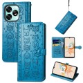 For UMIDIGI G5 / G5A Cat and Dog Embossed Leather Phone Case(Blue)