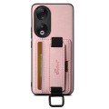 For Honor 90 Pro Suteni H13 Litchi Leather Wrist Strap Wallet Back Phone Case(Pink)