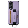For Honor 90 Pro Suteni H13 Litchi Leather Wrist Strap Wallet Back Phone Case(Purple)