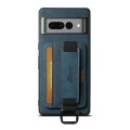 For Google Pixel 7a Suteni H13 Litchi Leather Wrist Strap Wallet Back Phone Case(Blue)