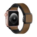 For Apple Watch SE 2023 44mm Fold Magnetic Square Buckle PU Silicone Watch Band(Brown)