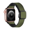 For Apple Watch SE 2023 40mm Fold Magnetic Square Buckle PU Silicone Watch Band(Dark Green)