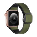 For Apple Watch Series 8 45mm Fold Magnetic Square Buckle PU Silicone Watch Band(Dark Green)