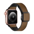 For Apple Watch Series 3 38mm Fold Magnetic Square Buckle PU Silicone Watch Band(Brown)