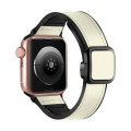 For Apple Watch Series 3 42mm Fold Magnetic Square Buckle PU Silicone Watch Band(Beige)