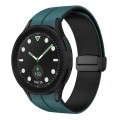 For Samsung Galaxy watch 5 Golf Edition Two Color Magnetic Folding Buckle Silicone Watch Band(Green+