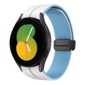 For Samsung Galaxy Watch 5  44mm Two Color Magnetic Folding Buckle Silicone Watch Band(White+Blue)