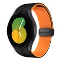 For Samsung Galaxy Watch 5  44mm Two Color Magnetic Folding Buckle Silicone Watch Band(Black+Orange)