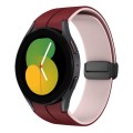 For Samsung Galaxy Watch 5  44mm Two Color Magnetic Folding Buckle Silicone Watch Band(Wine Red+Pink