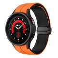 For Samsung Galaxy Watch 5 Pro  45mm Two Color Magnetic Folding Buckle Silicone Watch Band(Orange+Bl