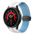 For Samsung Galaxy Watch 5 Pro  45mm Two Color Magnetic Folding Buckle Silicone Watch Band(White+Blu