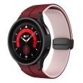For Samsung Galaxy Watch 5 Pro  45mm Two Color Magnetic Folding Buckle Silicone Watch Band(Wine Red+