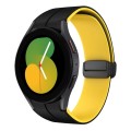 For Samsung Galaxy Watch 5  40mm Two Color Magnetic Folding Buckle Silicone Watch Band(Black+Yellow)