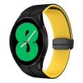 For Samsung Galaxy Watch 4 44mm Two Color Magnetic Folding Buckle Silicone Watch Band(Black+Yellow)