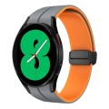 For Samsung Galaxy Watch 4 44mm Two Color Magnetic Folding Buckle Silicone Watch Band(Grey+Orange)