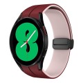 For Samsung Galaxy Watch 4 44mm Two Color Magnetic Folding Buckle Silicone Watch Band(Wine Red+Pink)