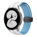 For Samsung Galaxy Watch 4 40mm Two Color Magnetic Folding Buckle Silicone Watch Band(White+Blue)