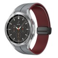 For Samsung  Galaxy Watch 4 Classic 46mm Two Color Magnetic Folding Buckle Silicone Watch Band(Grey+