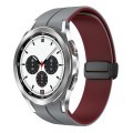 For Samsung  Galaxy Watch 4 Classic 42mm Two Color Magnetic Folding Buckle Silicone Watch Band(Grey+