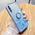 For Huawei Y9s Gradient Glitter Immortal Flower Ring All-inclusive Phone Case(Blue)