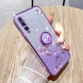 For Huawei Y9s Gradient Glitter Immortal Flower Ring All-inclusive Phone Case(Purple)