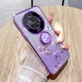 For Honor X9b Gradient Glitter Immortal Flower Ring All-inclusive Phone Case(Purple)