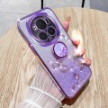 For Honor Magic6 Pro Gradient Glitter Immortal Flower Ring All-inclusive Phone Case(Purple)