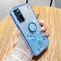 For Honor V30 Pro Gradient Glitter Immortal Flower Ring All-inclusive Phone Case(Blue)