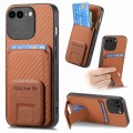For iPhone 6 Plus / 6s Plus Carbon Fiber Card Bag Fold Stand Phone Case(Brown)