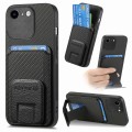 For iPhone 7 / 8 / SE 2022 Carbon Fiber Card Bag Fold Stand Phone Case(Black)