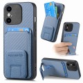 For iPhone XS Max Carbon Fiber Card Bag Fold Stand Phone Case(Blue)