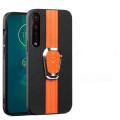 For Motorola Moto G8 Plus Magnetic Litchi Leather Back Phone Case with Holder(Orange)