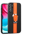 For Motorola Moto G60S Magnetic Litchi Leather Back Phone Case with Holder(Orange)