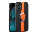For Motorola Moto G54 Magnetic Litchi Leather Back Phone Case with Holder(Orange)