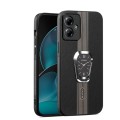 For Motorola Moto G54 Magnetic Litchi Leather Back Phone Case with Holder(Black)