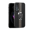 For Motorola Edge 20 Pro Magnetic Litchi Leather Back Phone Case with Holder(Black)
