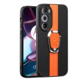 For Motorola Edge 30 Pro Magnetic Litchi Leather Back Phone Case with Holder(Orange)