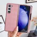 For Samsung Galaxy Z Fold5 5G Diamond Pattern Plating Shockproof Phone Case with Pen(Pink)