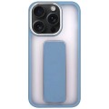 For iPhone 15 Pro Max Skin-Feel Plating Wrist Strap Stand Phone Case(Blue)