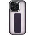 For iPhone 15 Pro Skin-Feel Plating Wrist Strap Stand Phone Case(Purple)