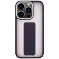 For iPhone 13 Pro Max Skin-Feel Plating Wrist Strap Stand Phone Case(Purple)