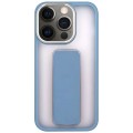 For iPhone 12 Pro Max Skin-Feel Plating Wrist Strap Stand Phone Case(Blue)