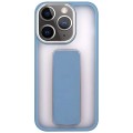 For iPhone 11 Pro Skin-Feel Plating Wrist Strap Stand Phone Case(Blue)